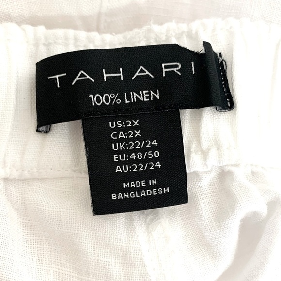 TAHARI 100% LINEN White Pull-On Shorts Size 2X NEW - Picture 4 of 5